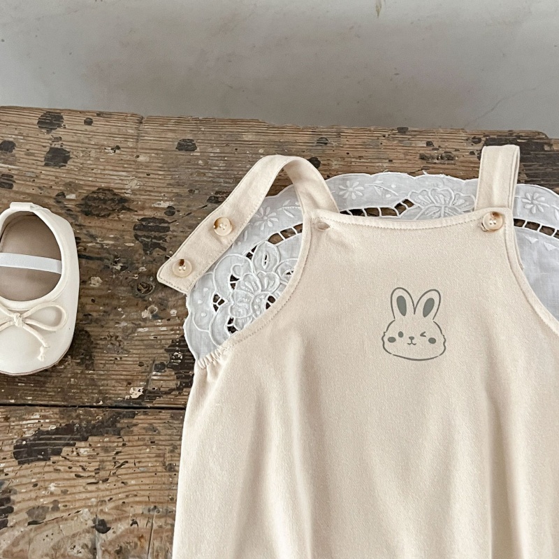 Baby Pink Striped Rabbit Overalls