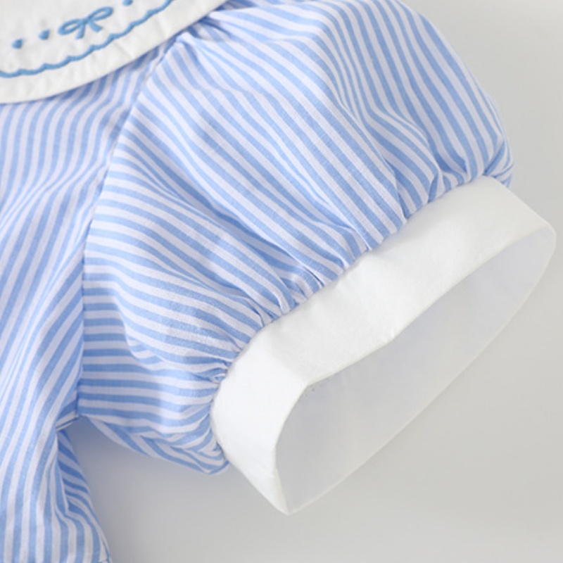 Baby Girl Blue Striped Doll Collar Dress