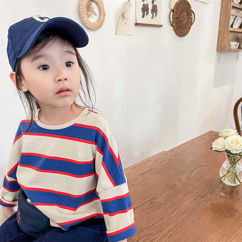 Toddler Casual Color Block Striped T-shirt