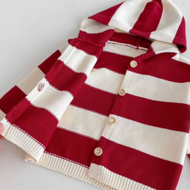 Baby & Toddler Red Striped Hooded Cardigan Sweater