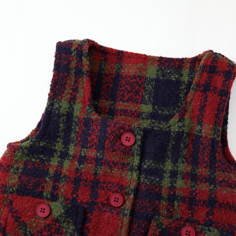 Classic Plaid Toddler Girls Padded Vest Dress