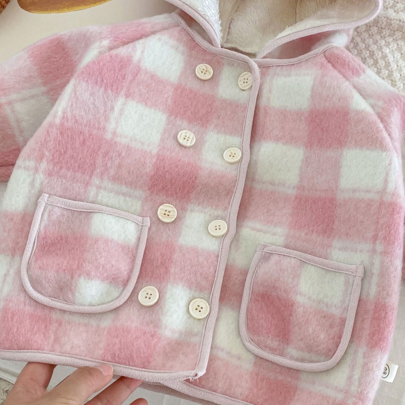 Baby Toddler Pink Girls Plaid Padded Coat