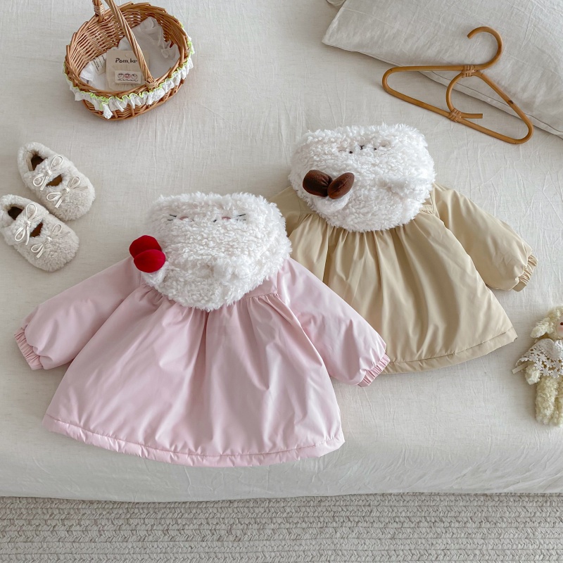 Baby Kids' Girl Fuzzy Cat Outerwear