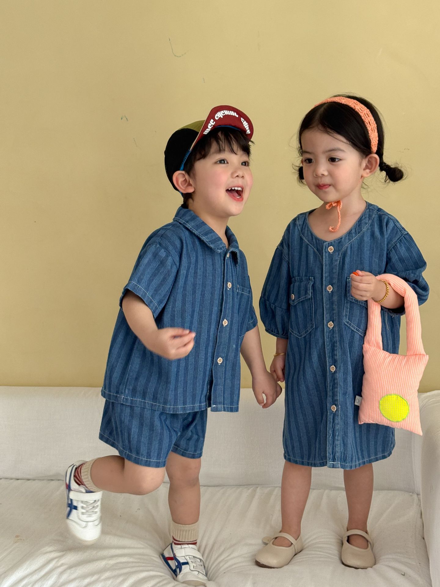 2-Piece Toddler Denim Striped Set & Dress