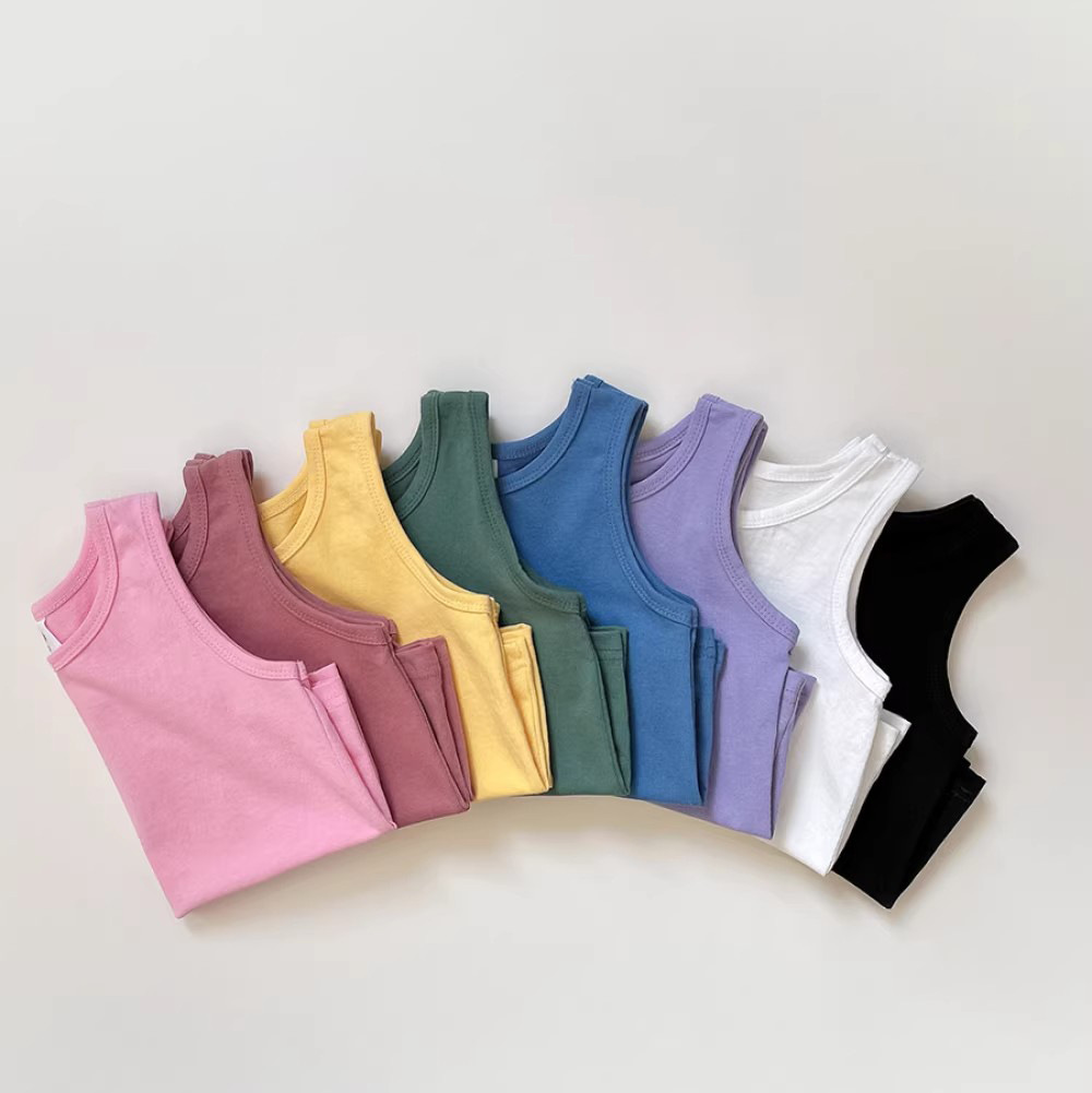 Kids Solid Color Base Layer Vest T-shirt
