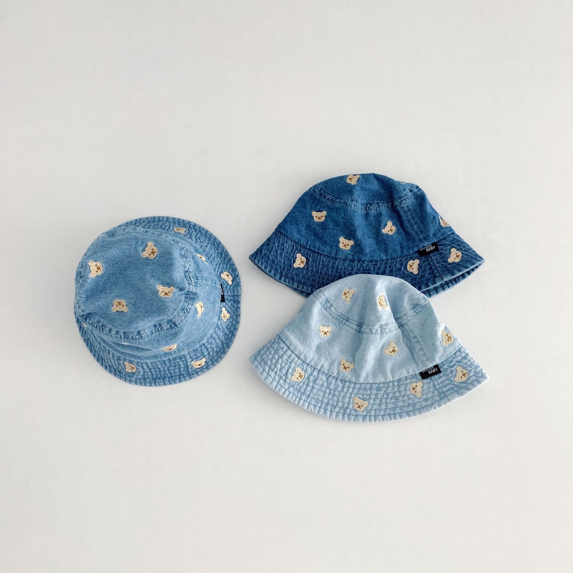 Baby Toddler Little Bear Embroidery Cowboy Bucket Hat