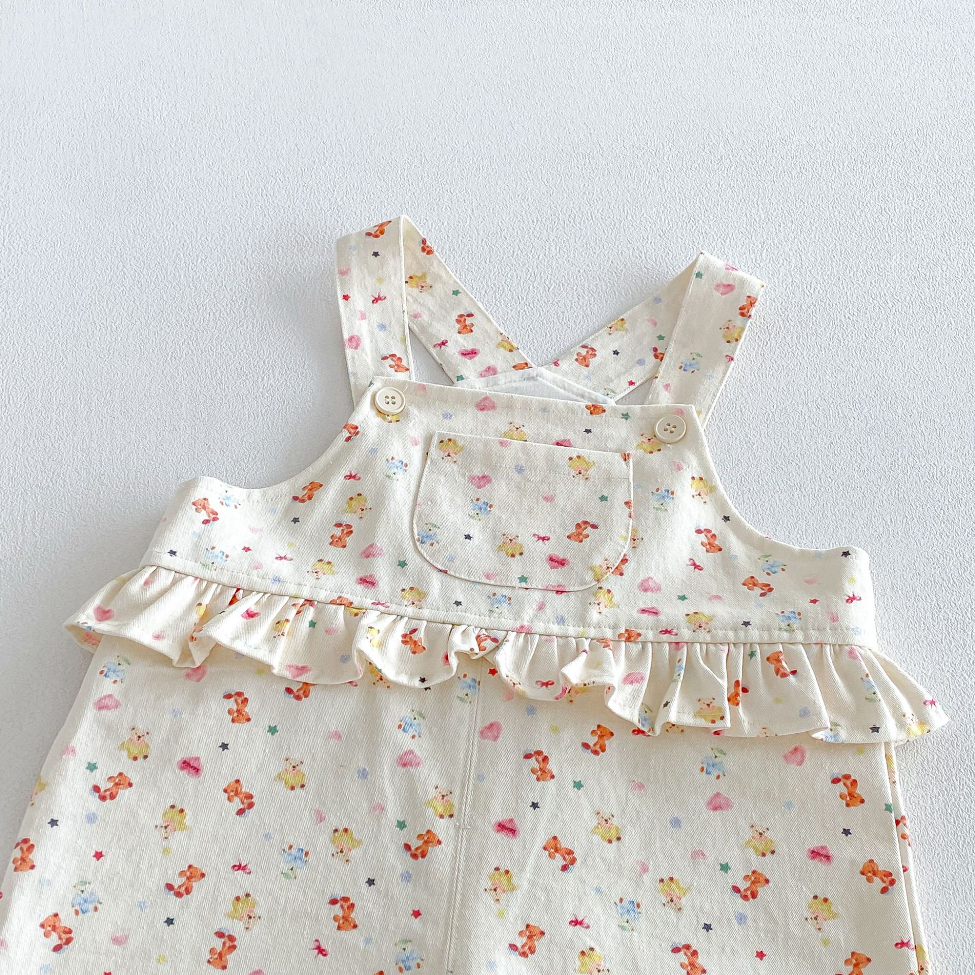 Kids Lace Cartoon Print Overalls