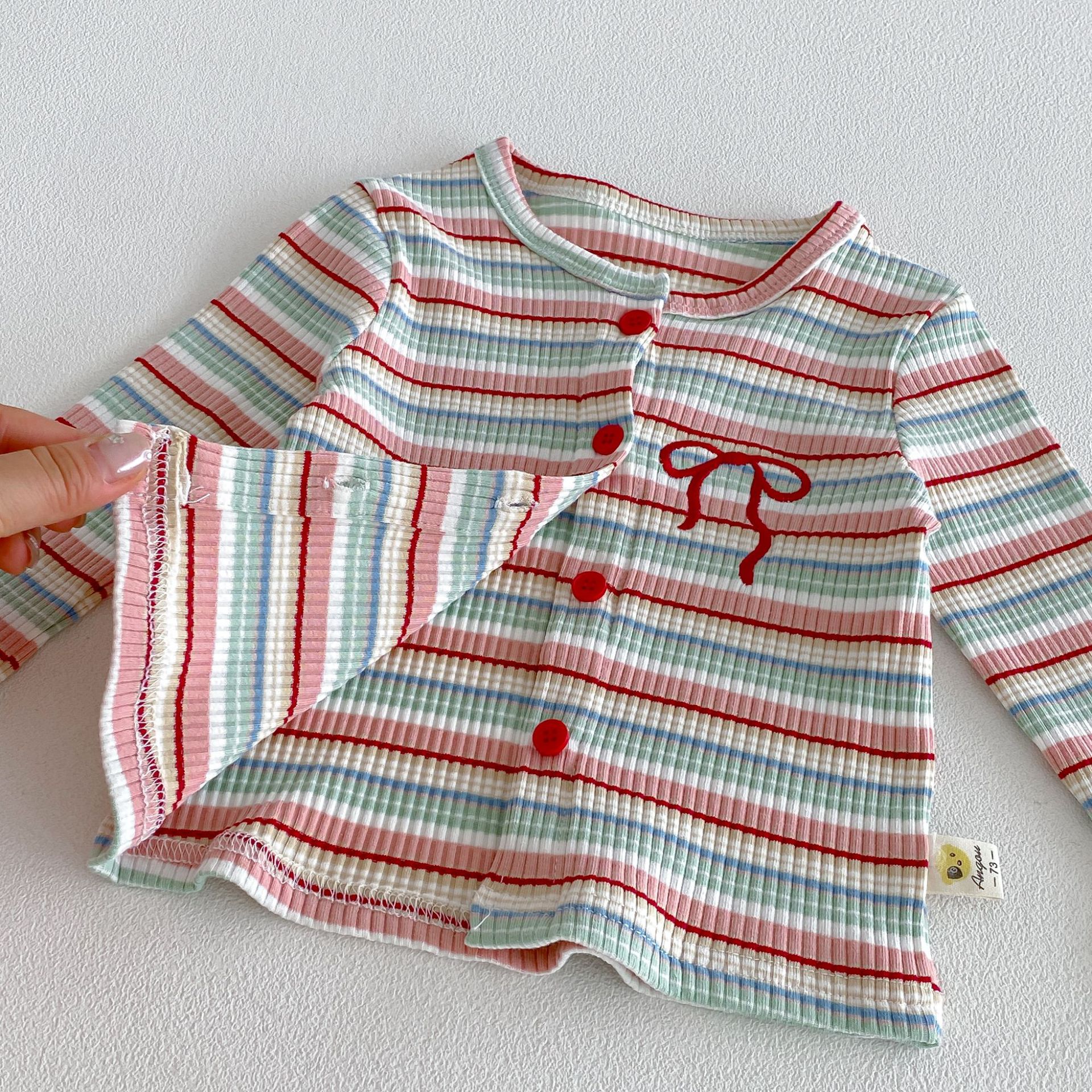 Baby Toddler Striped Bow Knit Cardigan Top