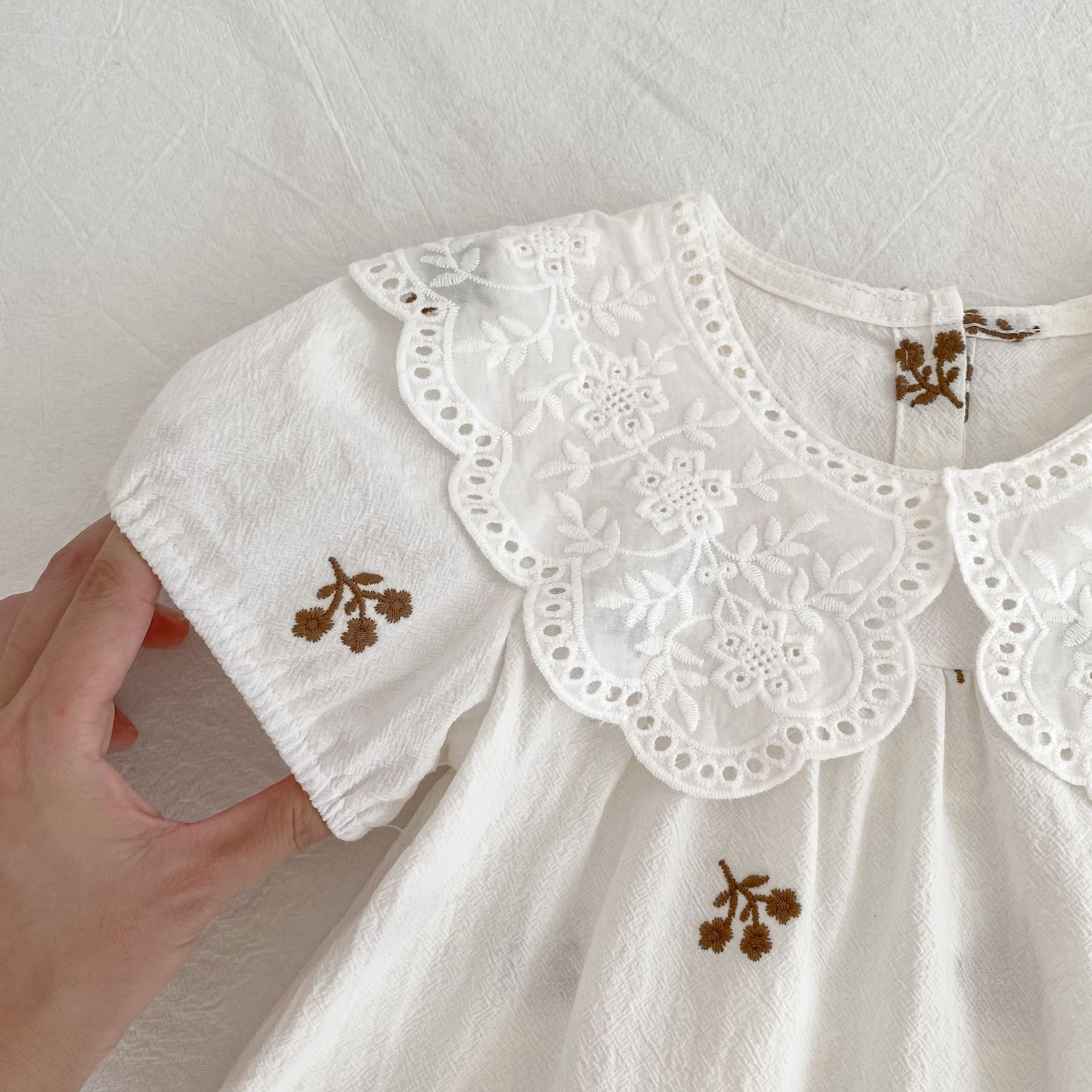 Kids Lace Collar Embroidered Floral Dress