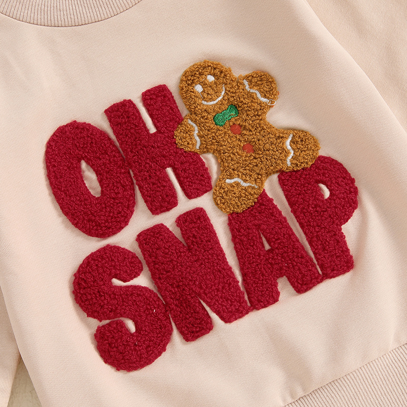 Baby Letter Gingerbread Man Embroidery Sweatshirt
