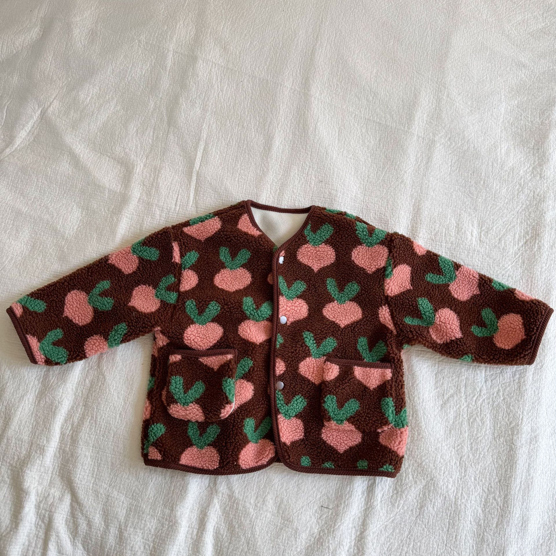 Kids Fruit Animals Print Lambswool Outerwear