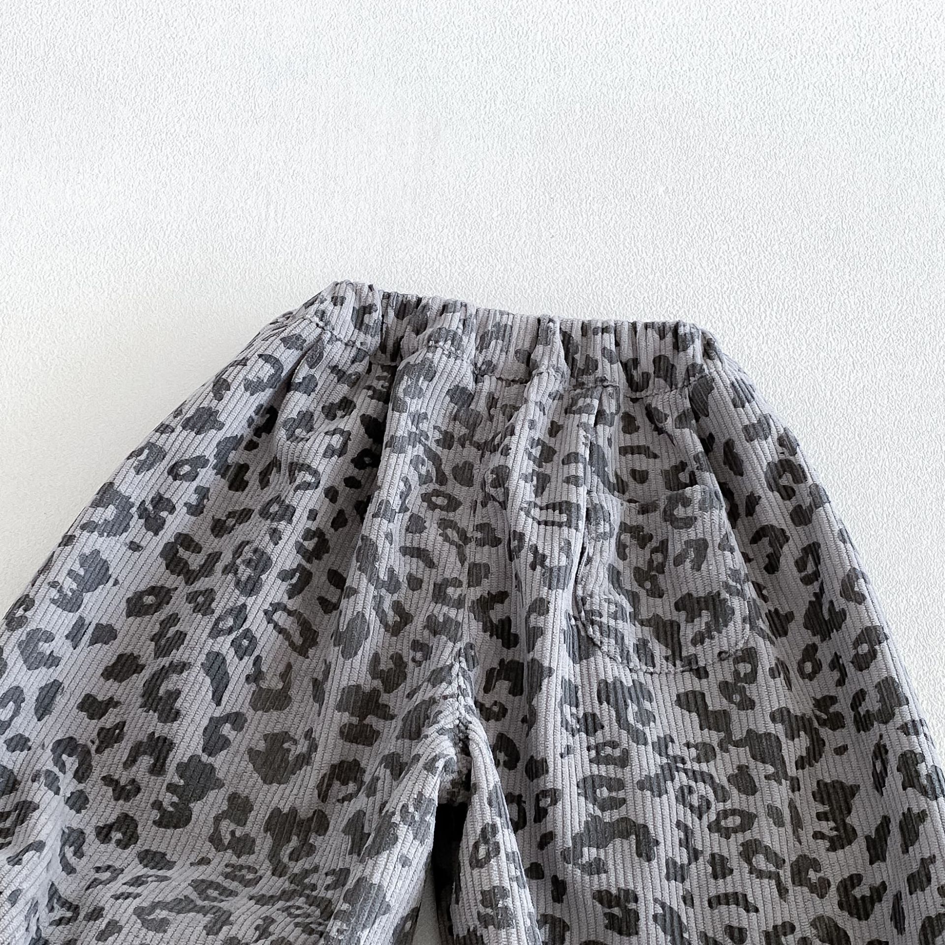 Kids Polka Dots Leopard Print Corduroy Pants