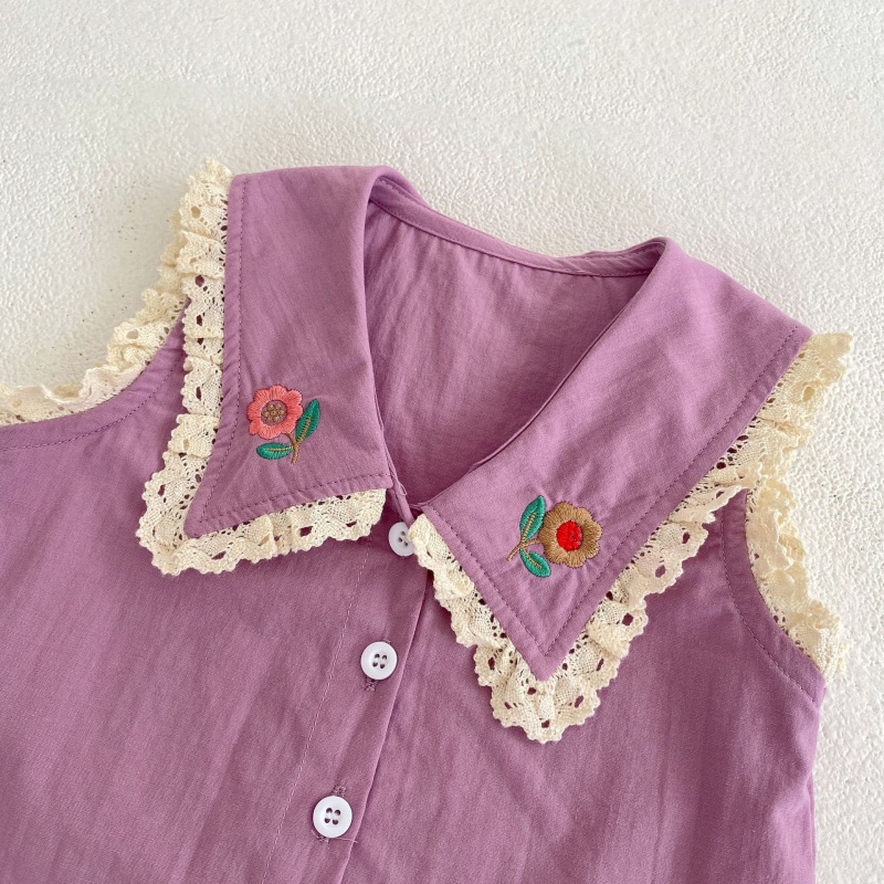 Baby Toddler Lace Patchwork Tank Top and Shorts 2-Piece Set