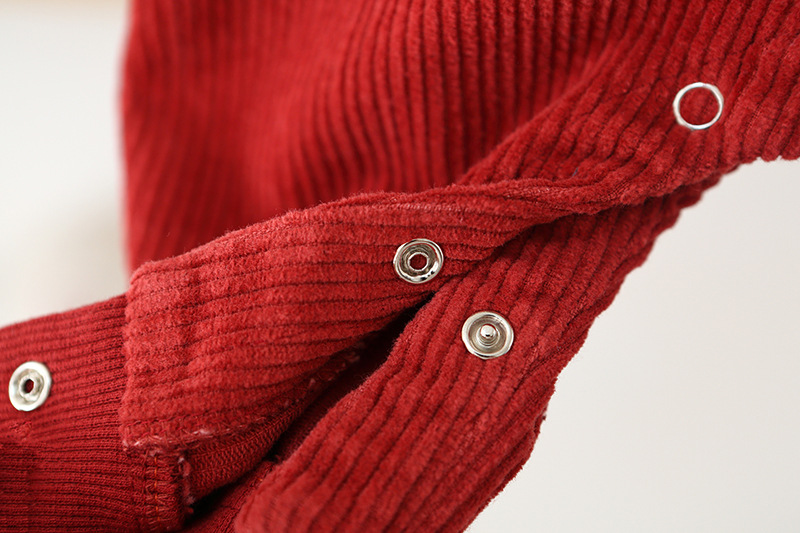 Baby Solid Color Corduroy Cargo Romper