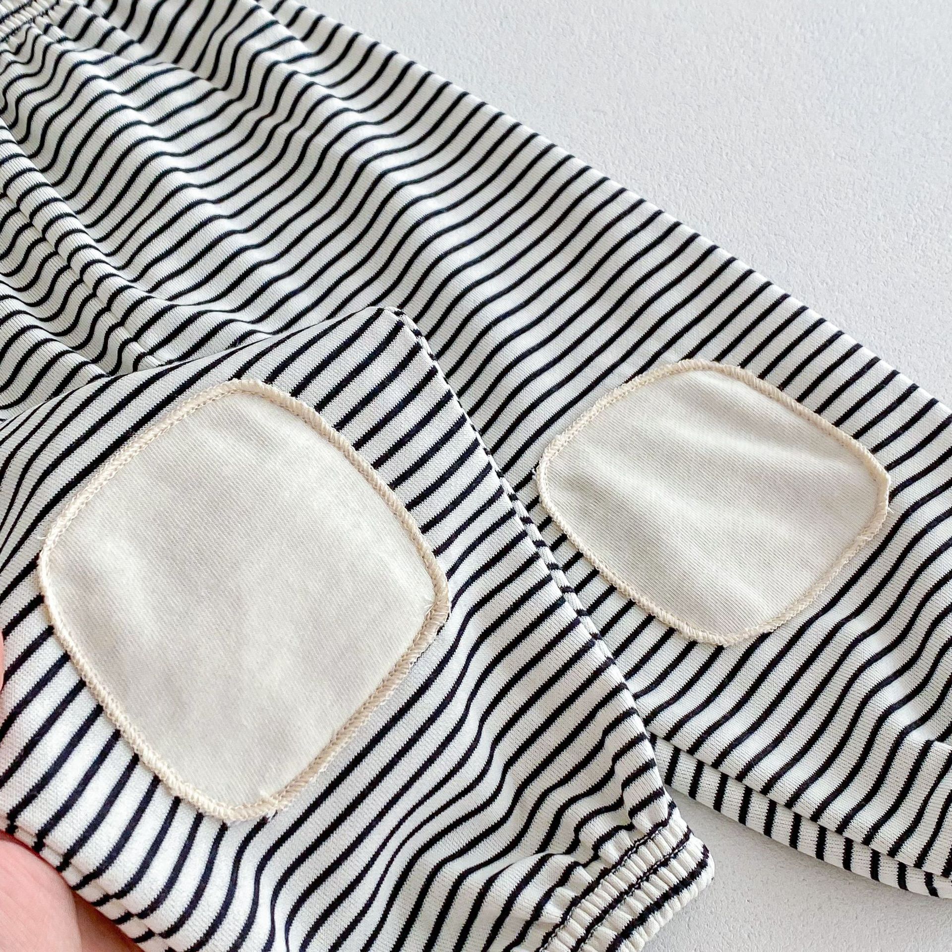 Striped Patch Hooded Sweatshirt And Pants Set