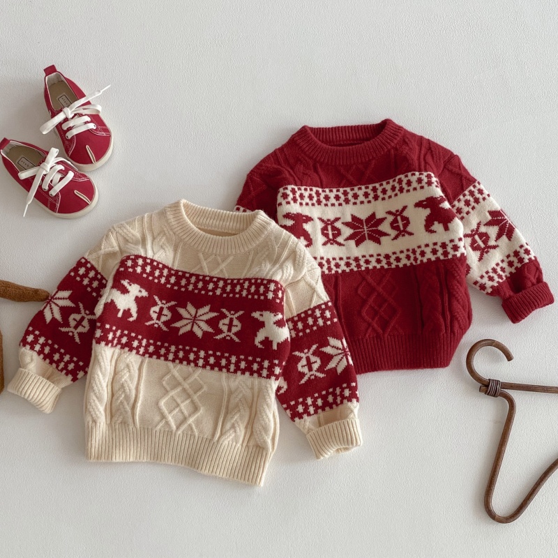Baby Toddler Christmas Reindeer Snowflake Sweater