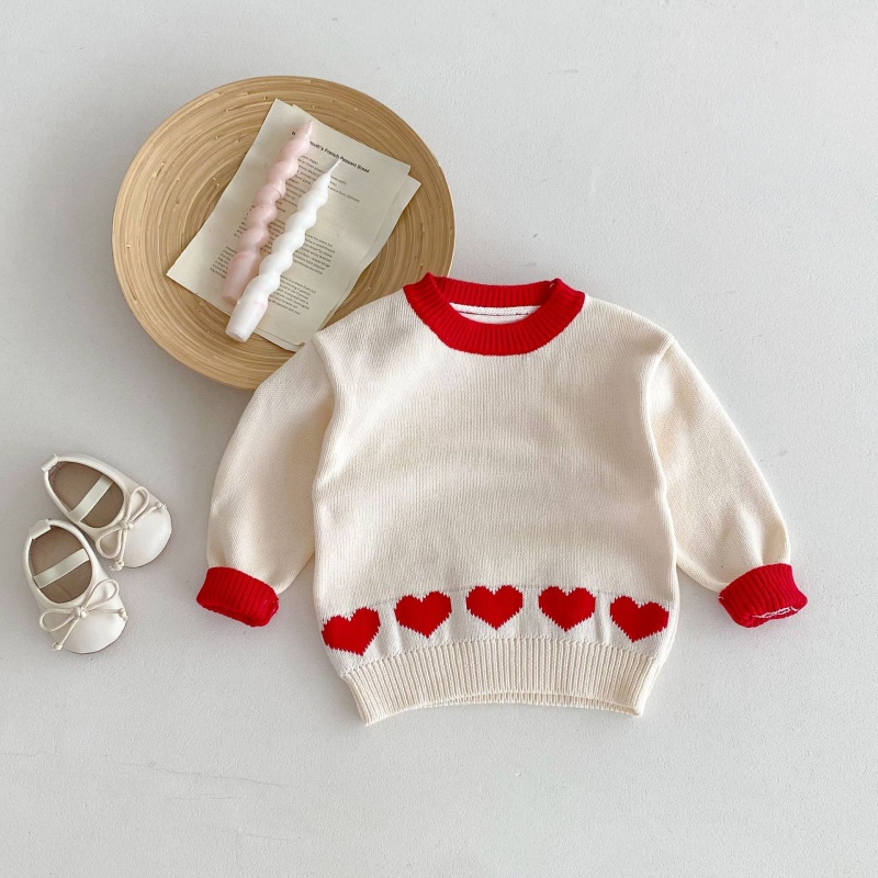 Baby Toddler Girls Heart-Print Color-Block Sweater
