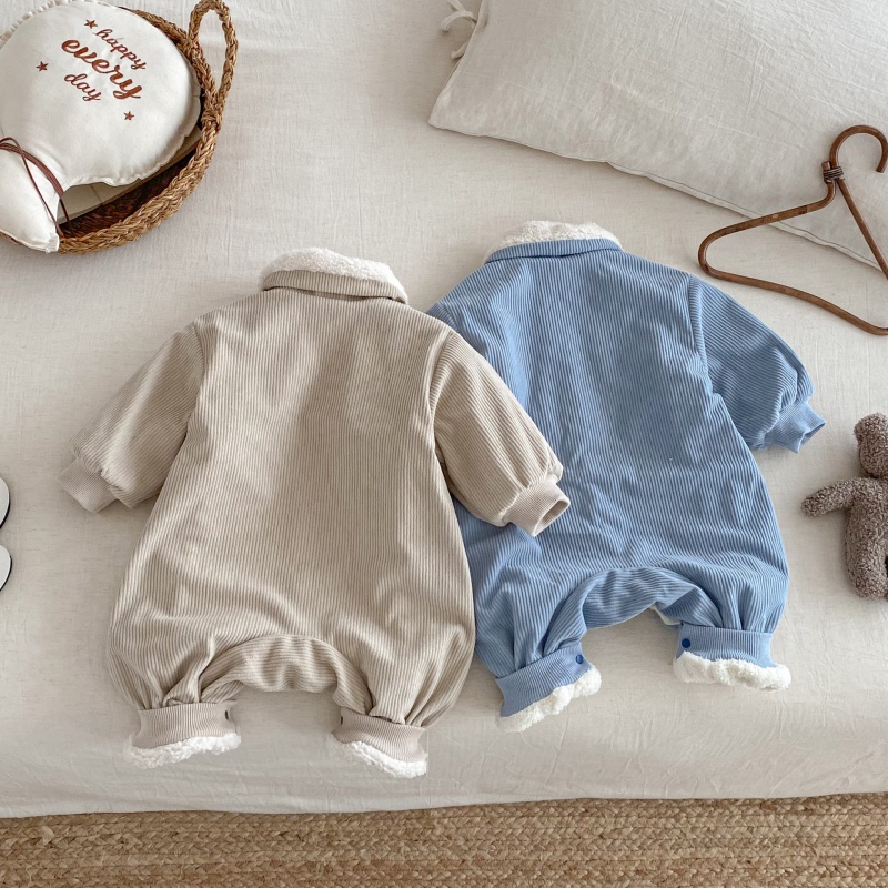Baby Dog Print Fleece-Lined Romper