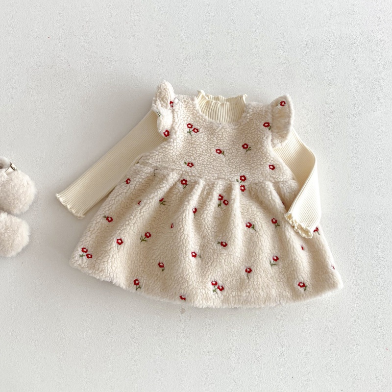 Baby Toddler Girls' Floral Fleece Vest Dress