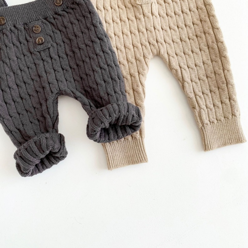 Baby Striped Sweater Overalls Set