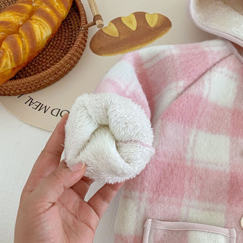 Baby Toddler Pink Girls Plaid Padded Coat