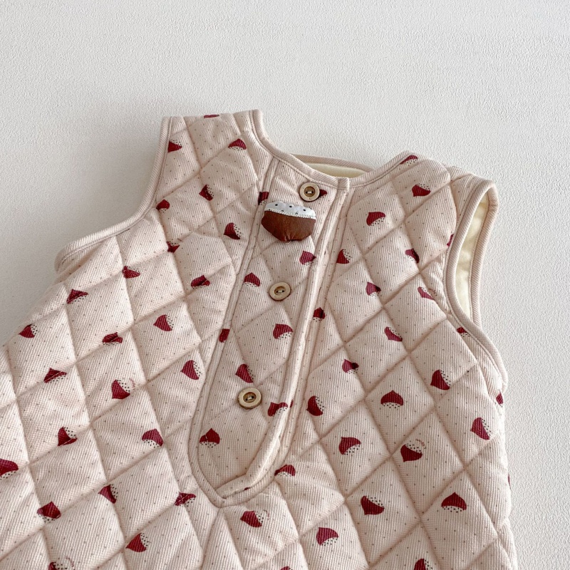 Baby Heart Print Tank Top Thickened Romper