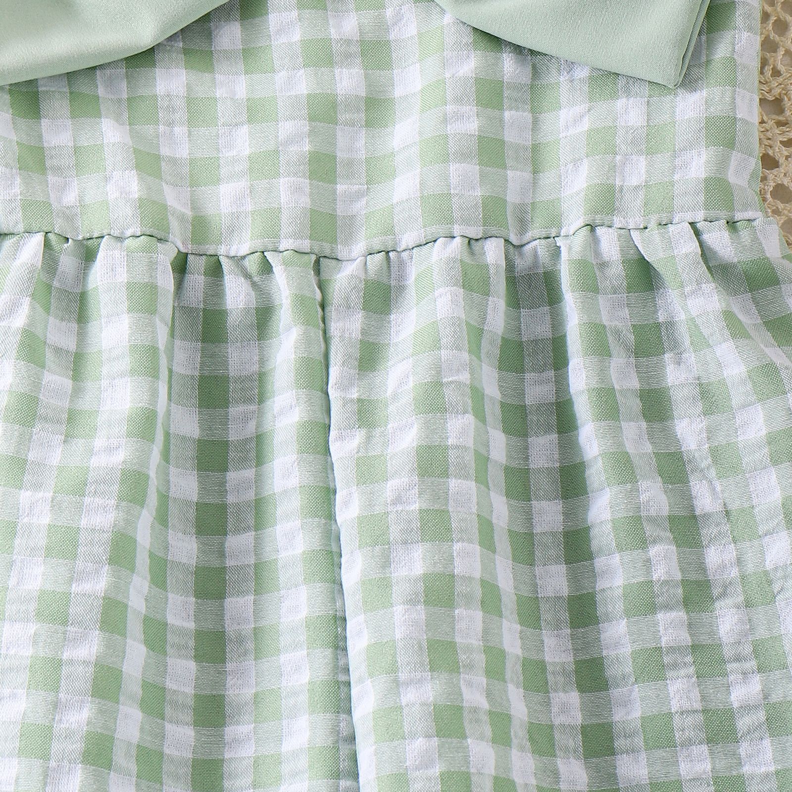 Toddler Girl Gingham Bow Cotton Romper