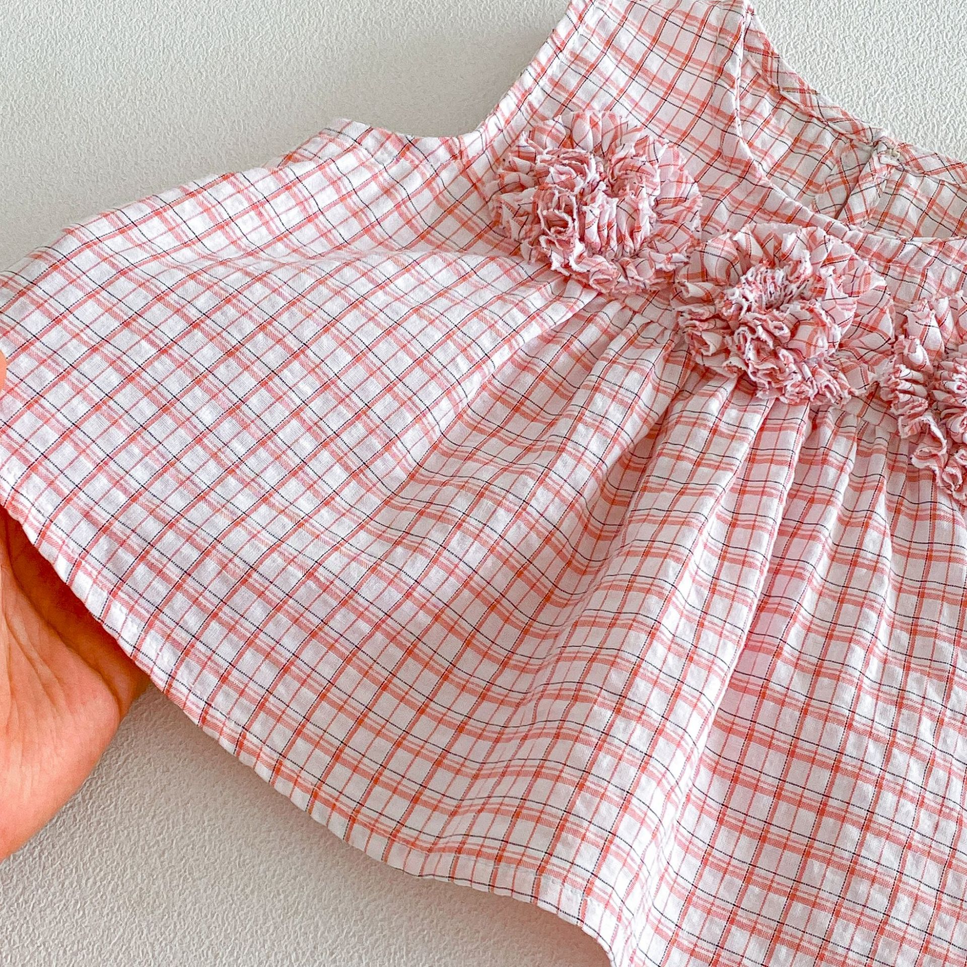 Baby & Kids Girls Flowers Plaid 2-piece Denim Set