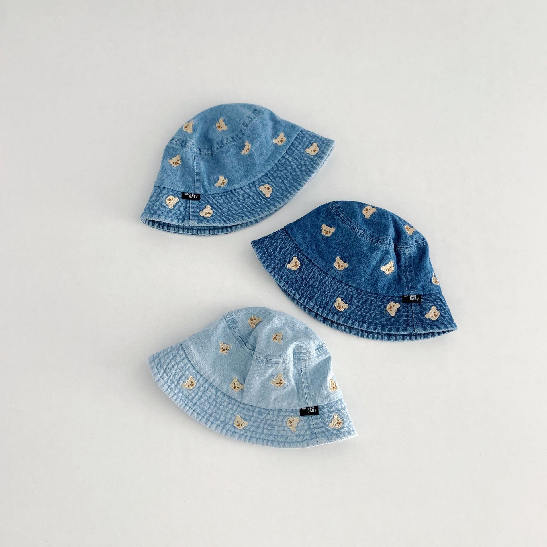 Baby Toddler Little Bear Embroidery Cowboy Bucket Hat