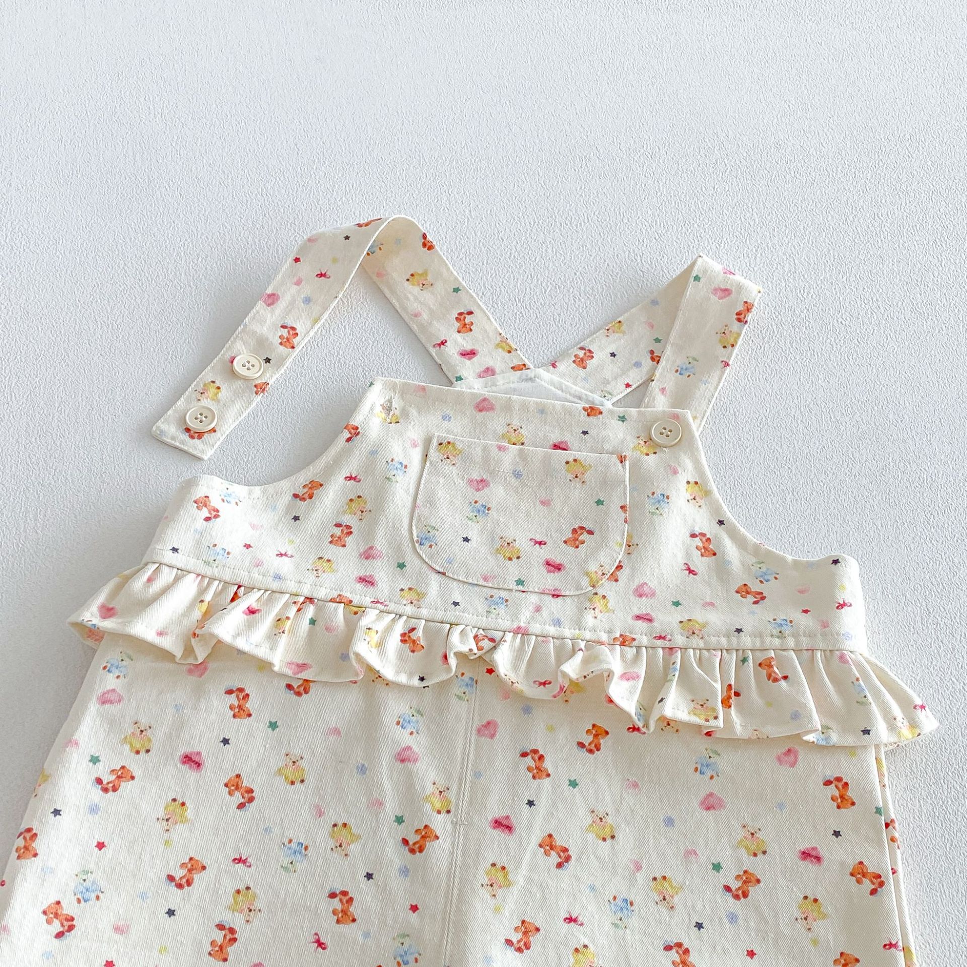 Kids Lace Cartoon Print Overalls