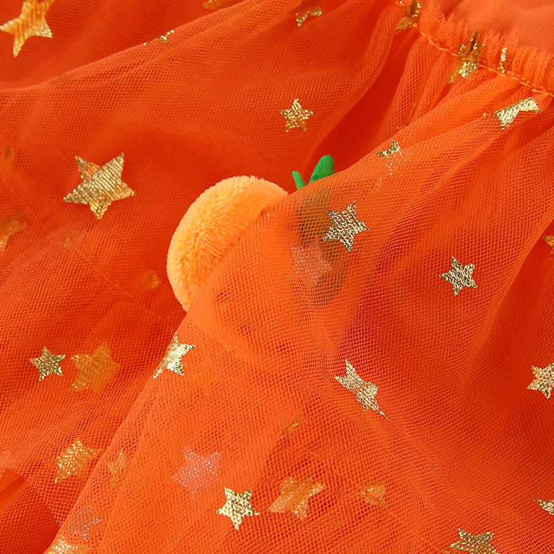 Kids Ghost Pumpkin Mesh Fabric Cami Dress