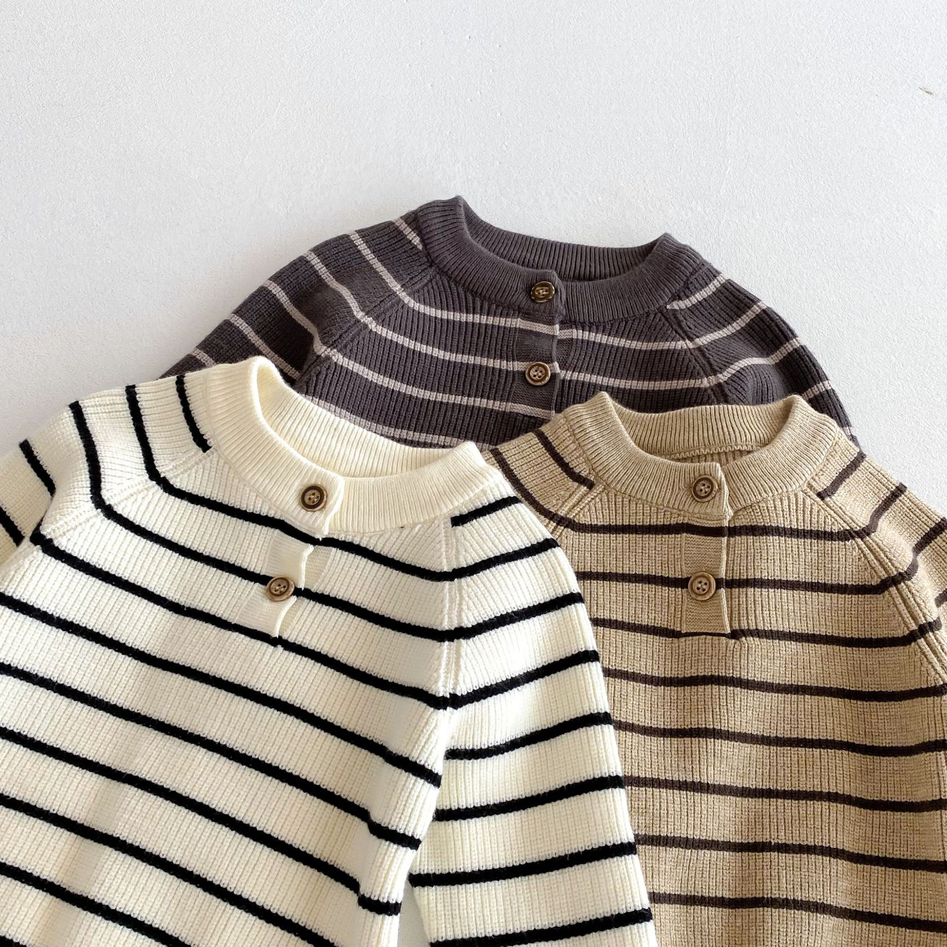 Baby Striped Sweater Overalls Set
