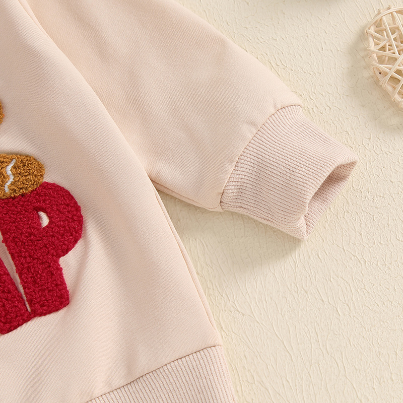 Baby Letter Gingerbread Man Embroidery Sweatshirt