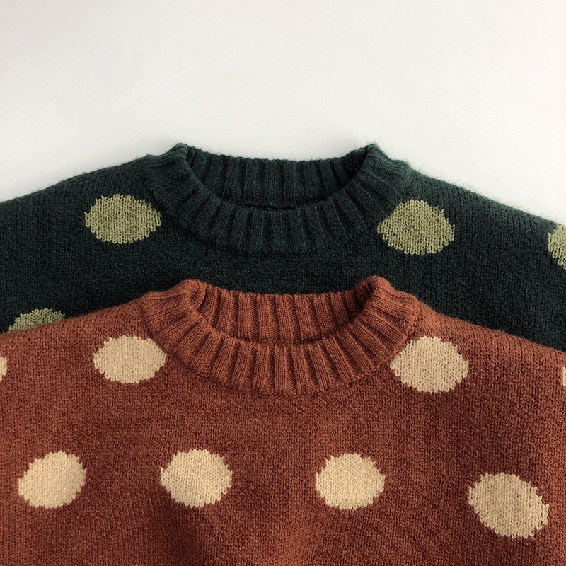 Kids Polka Dots Retro Knitted Sweater