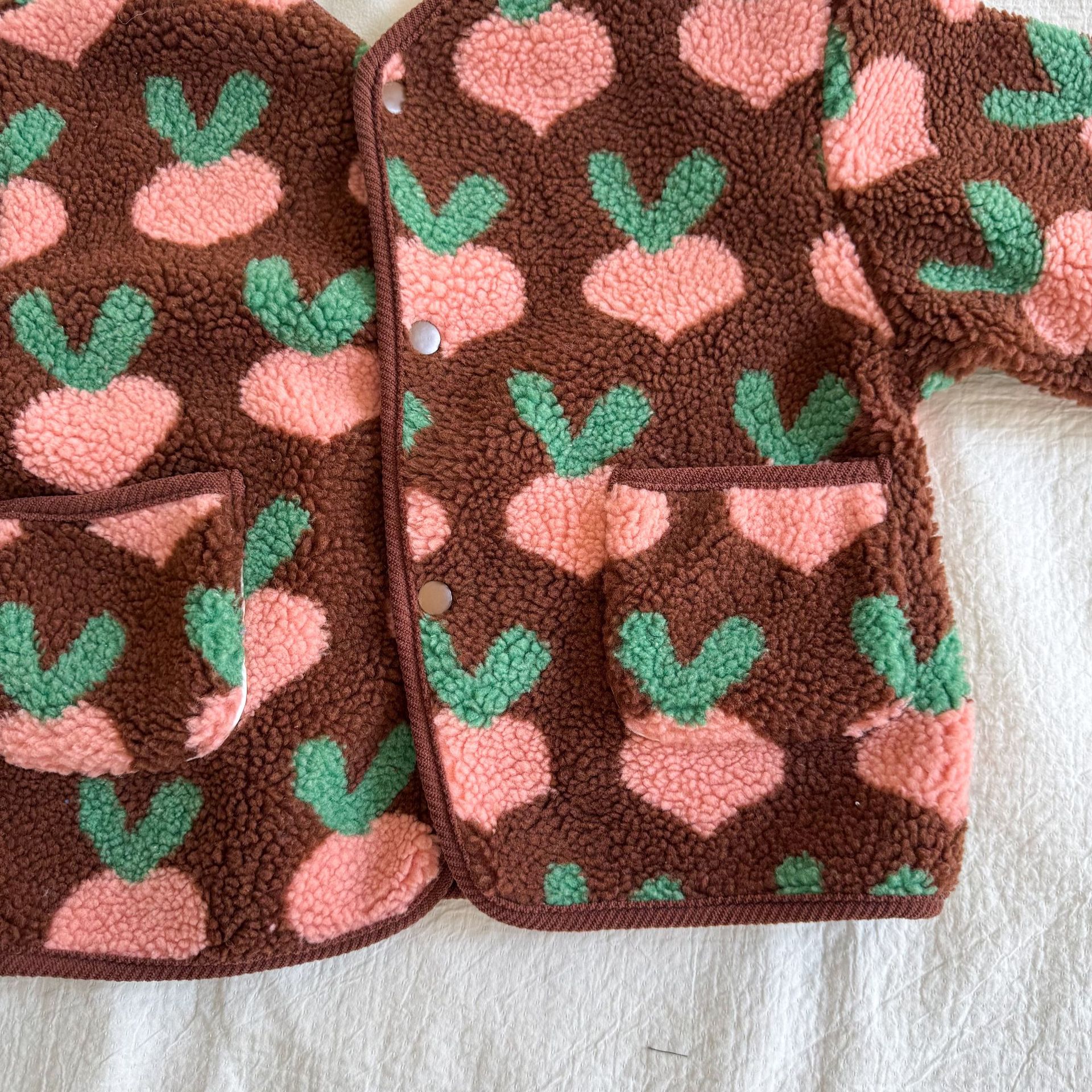 Kids Fruit Animals Print Lambswool Outerwear