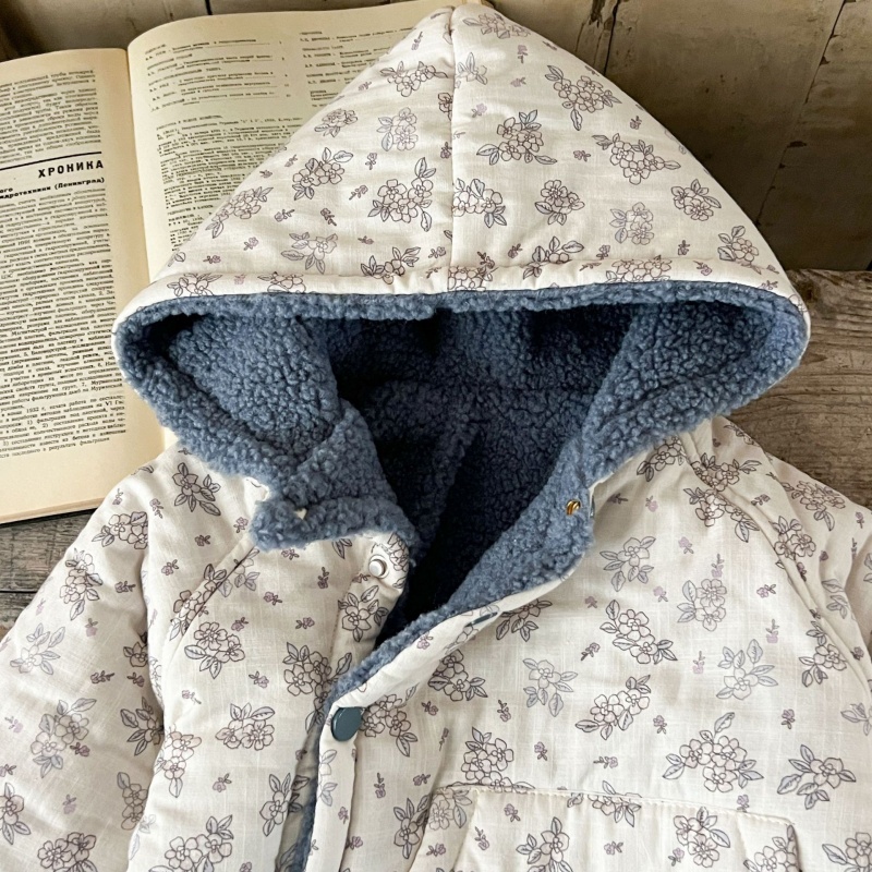 Baby Girl Small Floral Hooded Cotton Jacket