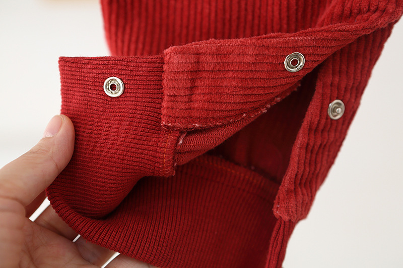 Baby Solid Color Corduroy Cargo Romper