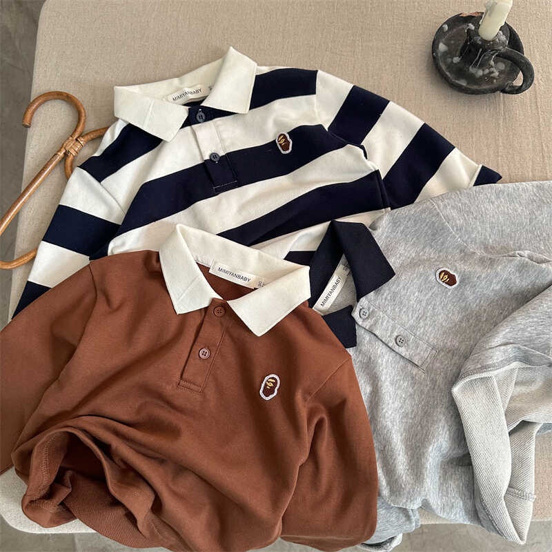 Kids' Striped Polo-Neck T-Shirt