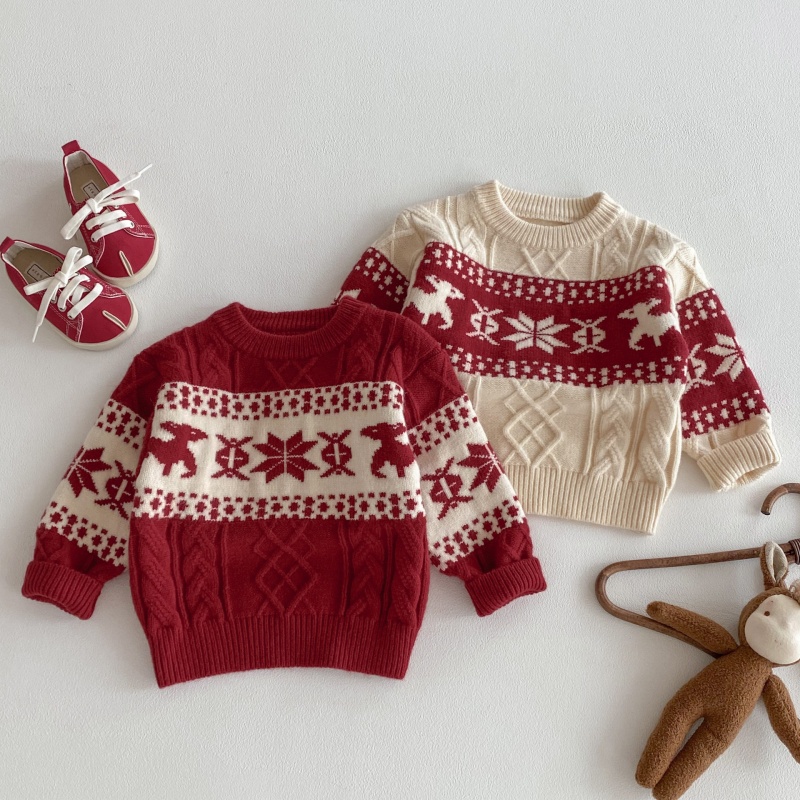 Baby Toddler Christmas Reindeer Snowflake Sweater