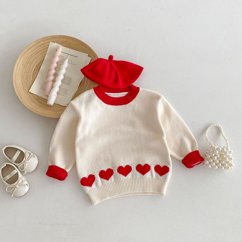 Baby Toddler Girls Heart-Print Color-Block Sweater