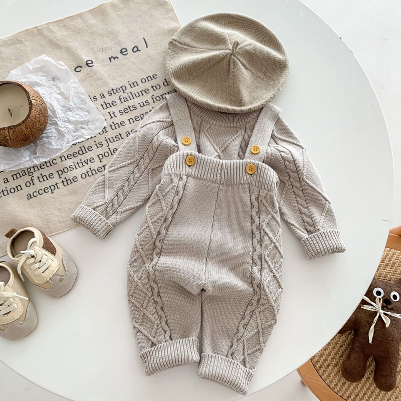 Baby Sweater Overalls Set