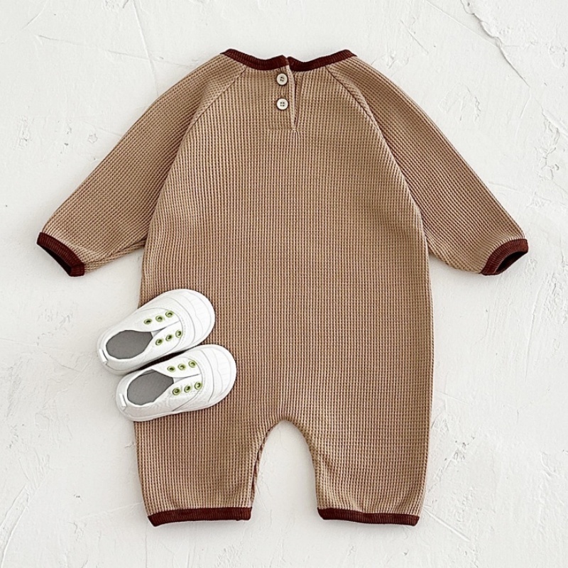 Baby Newborn Waffle Colorblock Romper