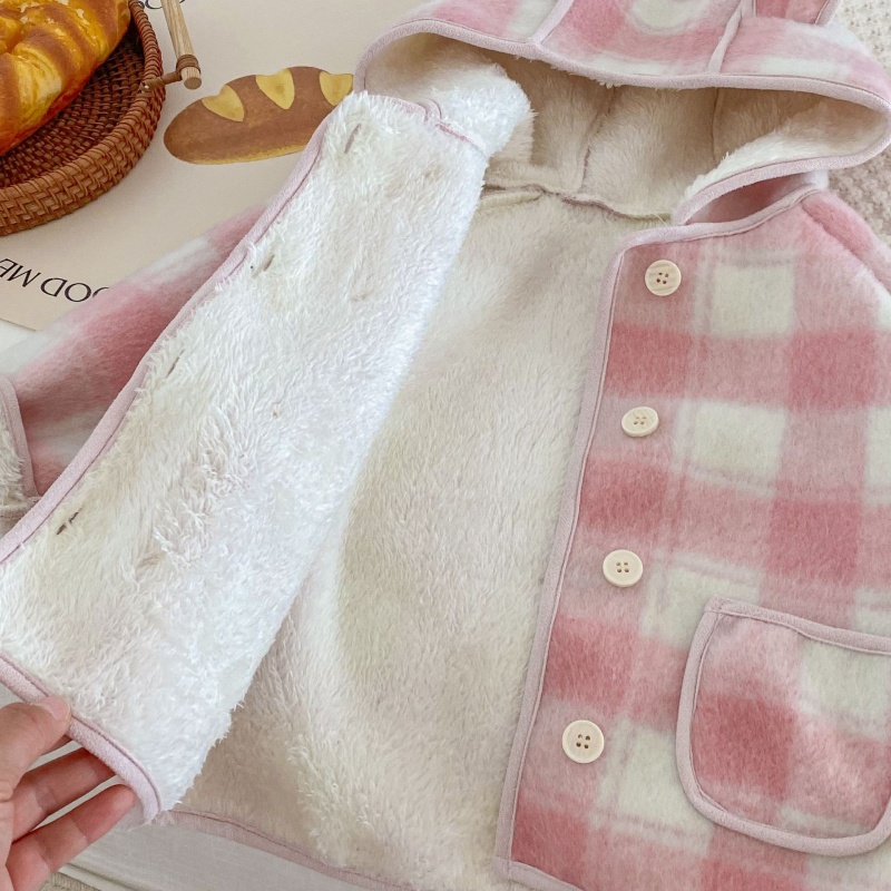 Baby Toddler Pink Girls Plaid Padded Coat