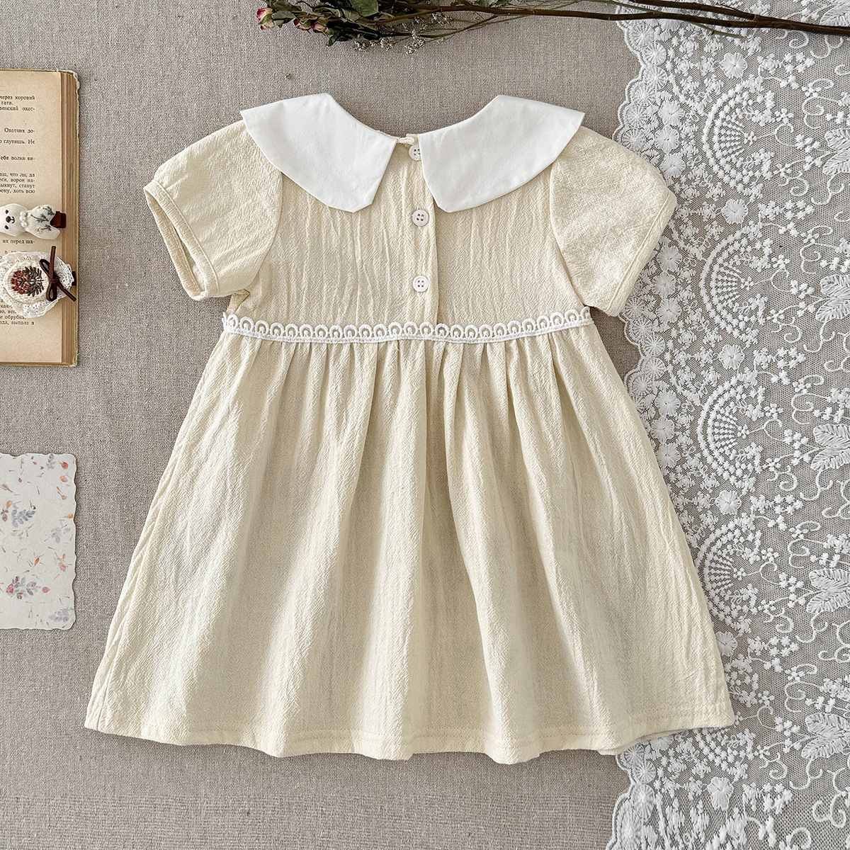 Baby Girl Embroidered Peter Pan Collar Dress