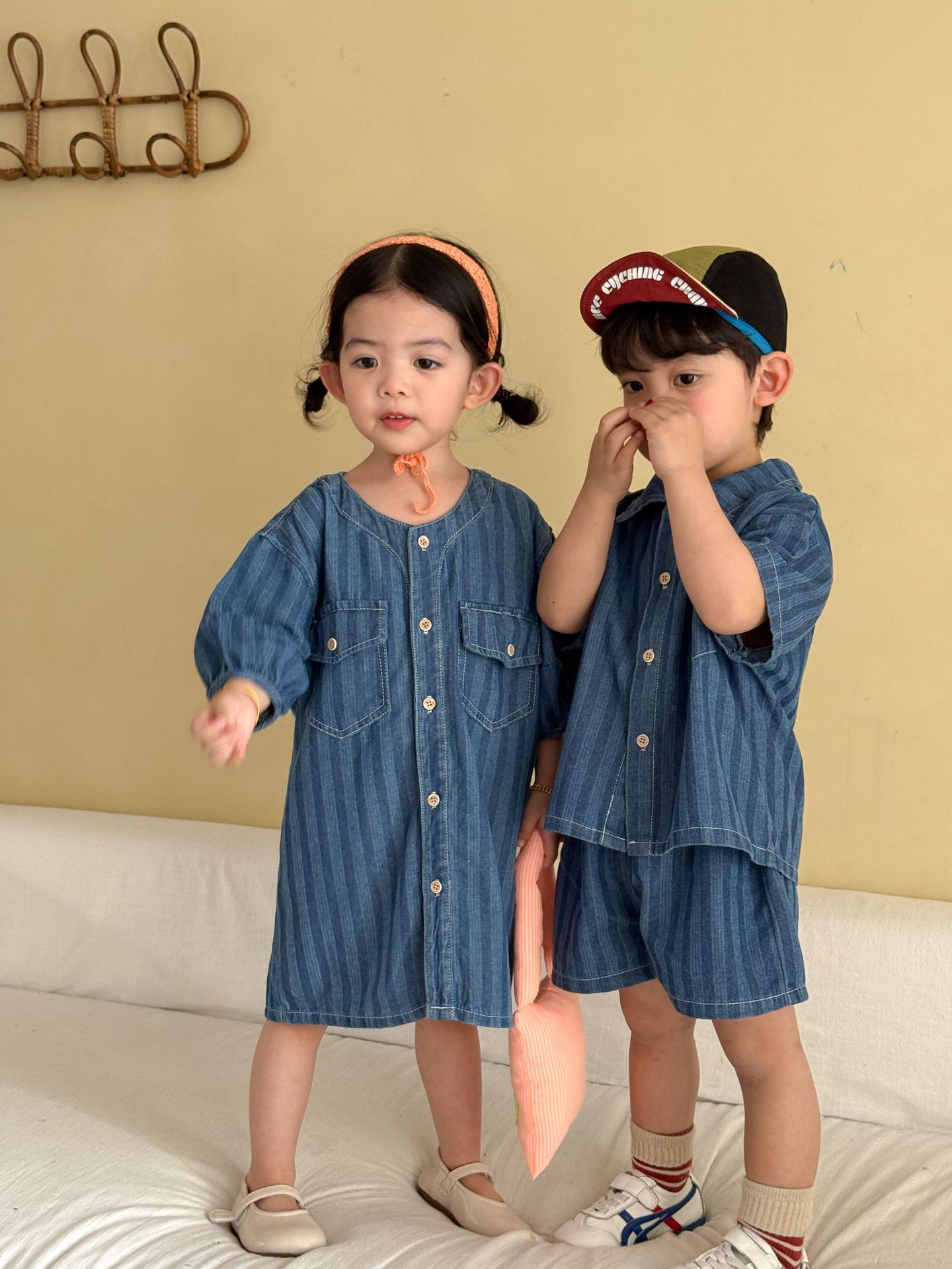 2-Piece Toddler Denim Striped Set & Dress