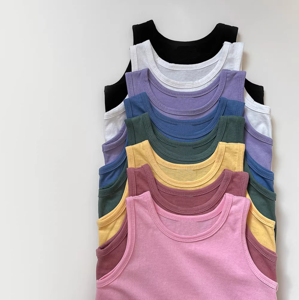 Kids Solid Color Base Layer Vest T-shirt