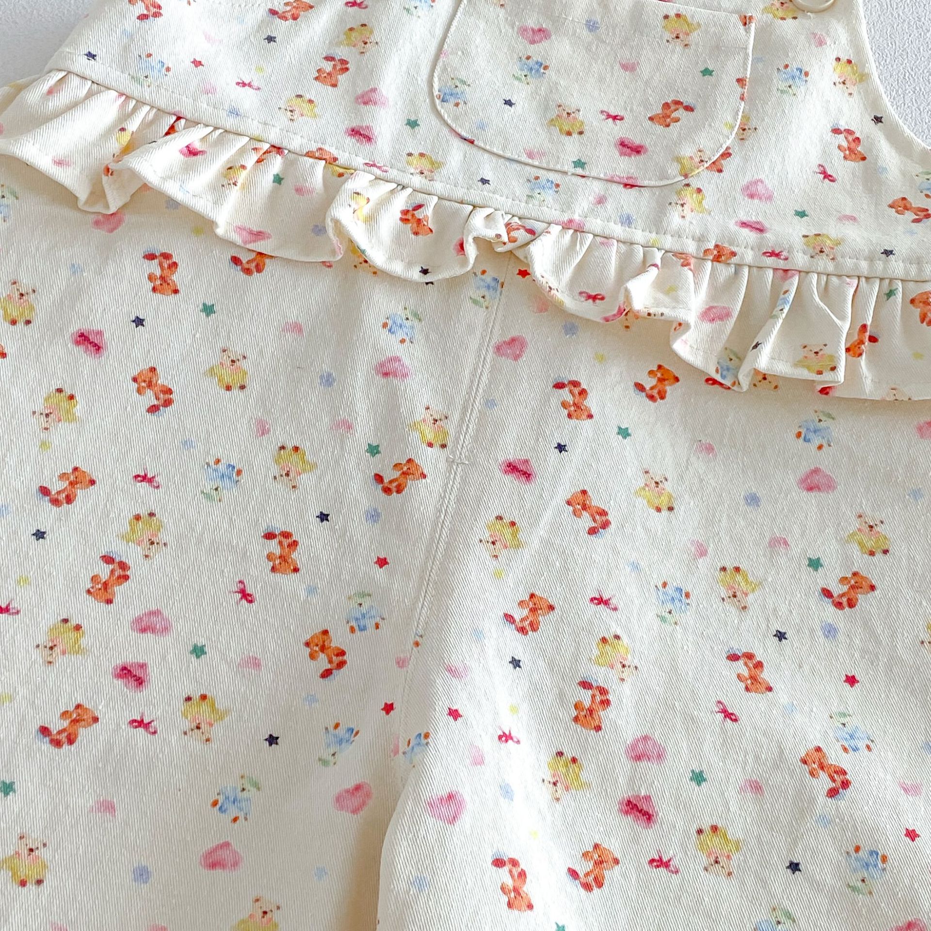 Kids Lace Cartoon Print Overalls