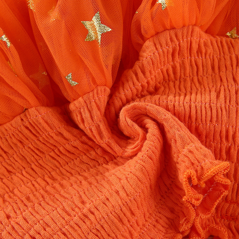 Kids Ghost Pumpkin Mesh Fabric Cami Dress