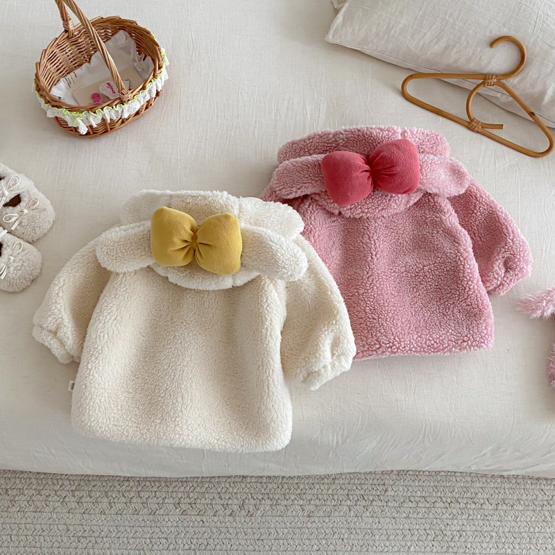 Baby & Kids' Girls' Bow-Tie Lambswool Outerwear