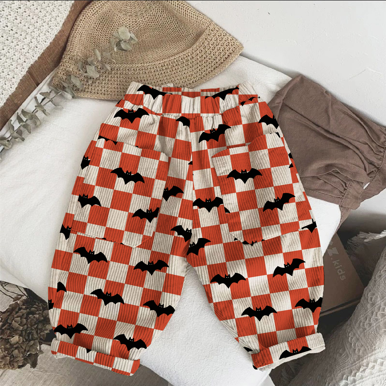 Baby & Kids Checkerboard Bat Corduroy Pants
